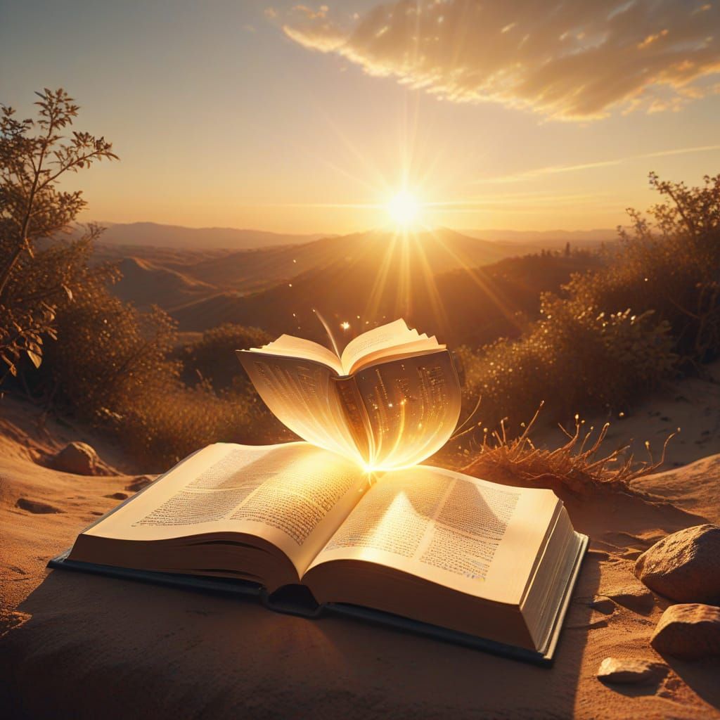 Book Sunrise Double Exposure, Digital Matte Painting