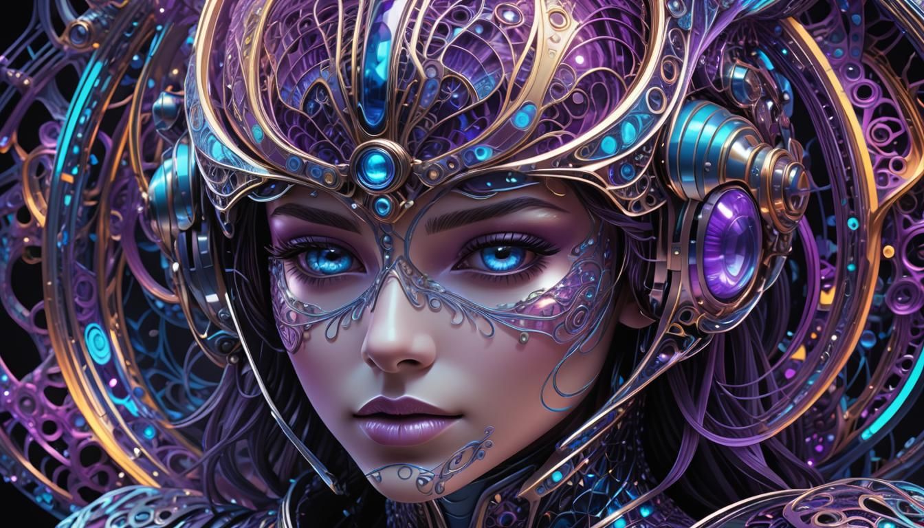 Magnetic Vision: Futuristic Fractal Art in Metallic Monochro...