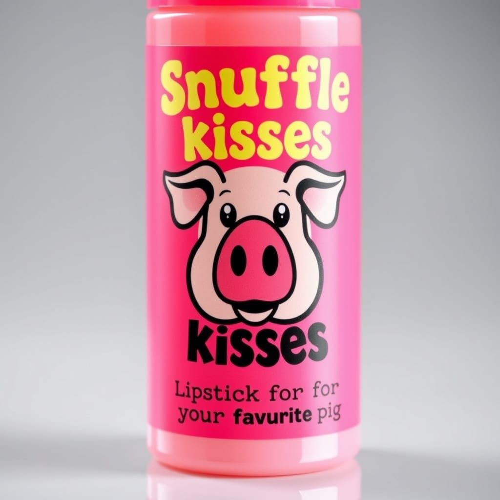 Psychedelic Pig Lipstick Label in 1970s Style