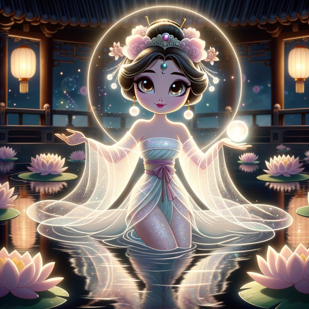 Tang Dynasty Courtesan in Classic Animation Style