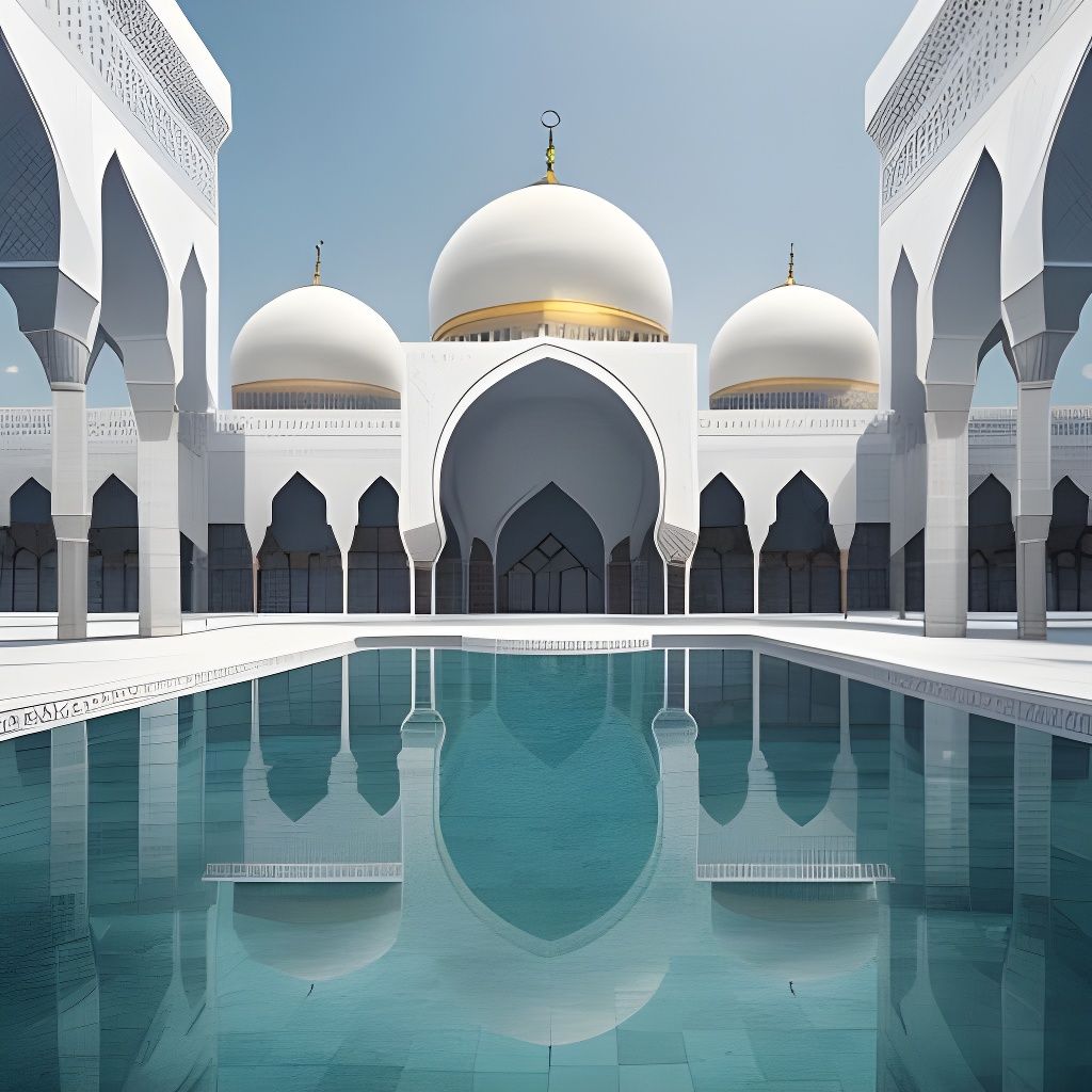 Photorealistic White Marble Mosque at Sunset
