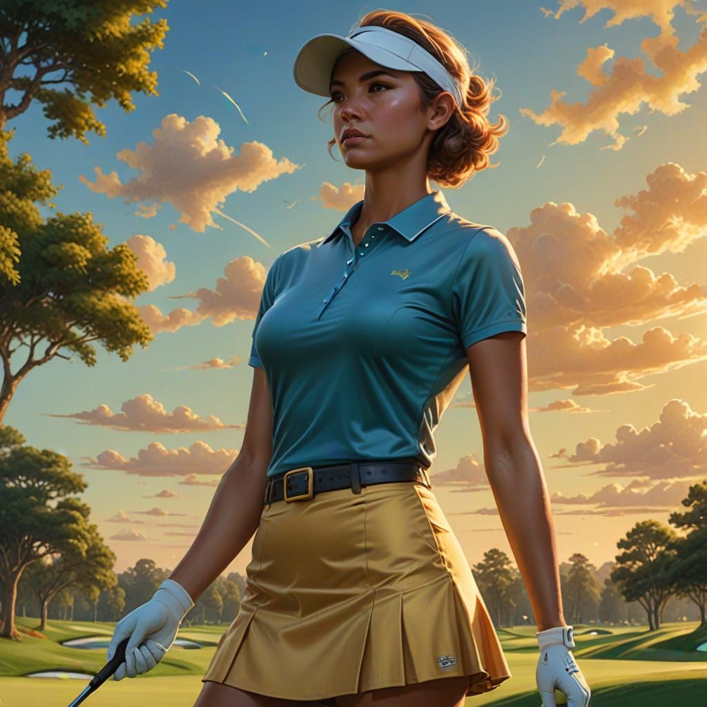 Lady Golfer in a miniskirt