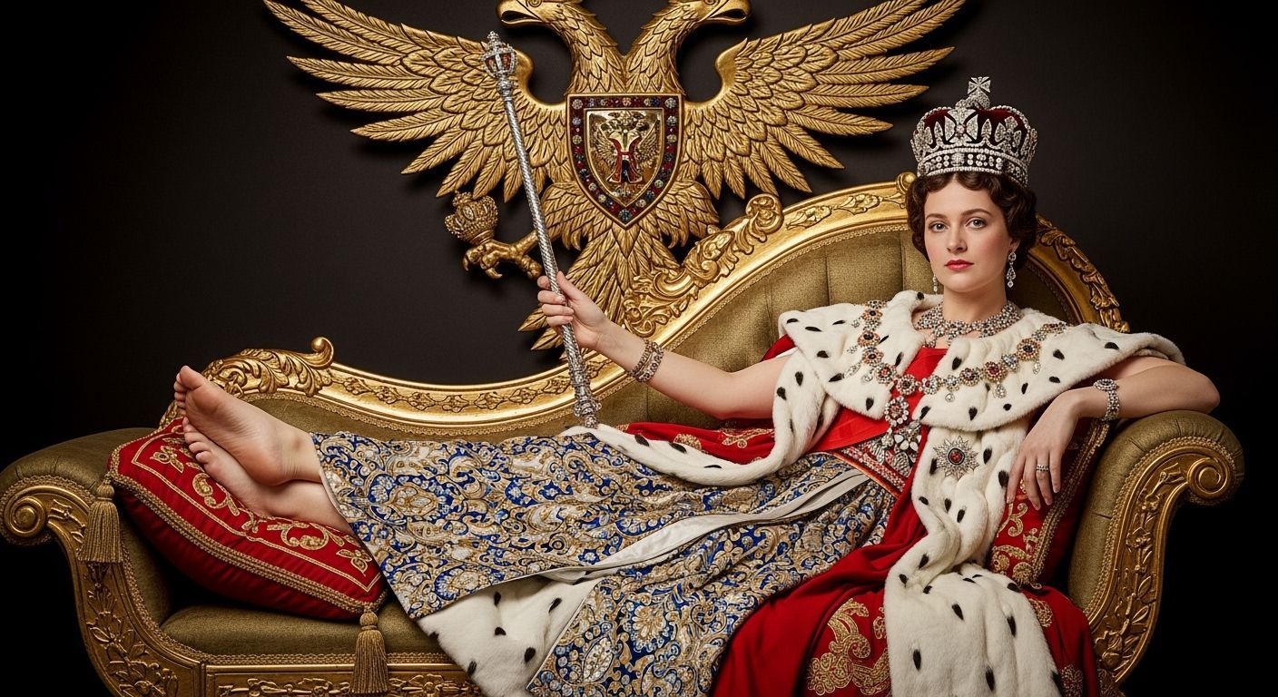 Tsarina Lounging on Opulent Chaise Lounge