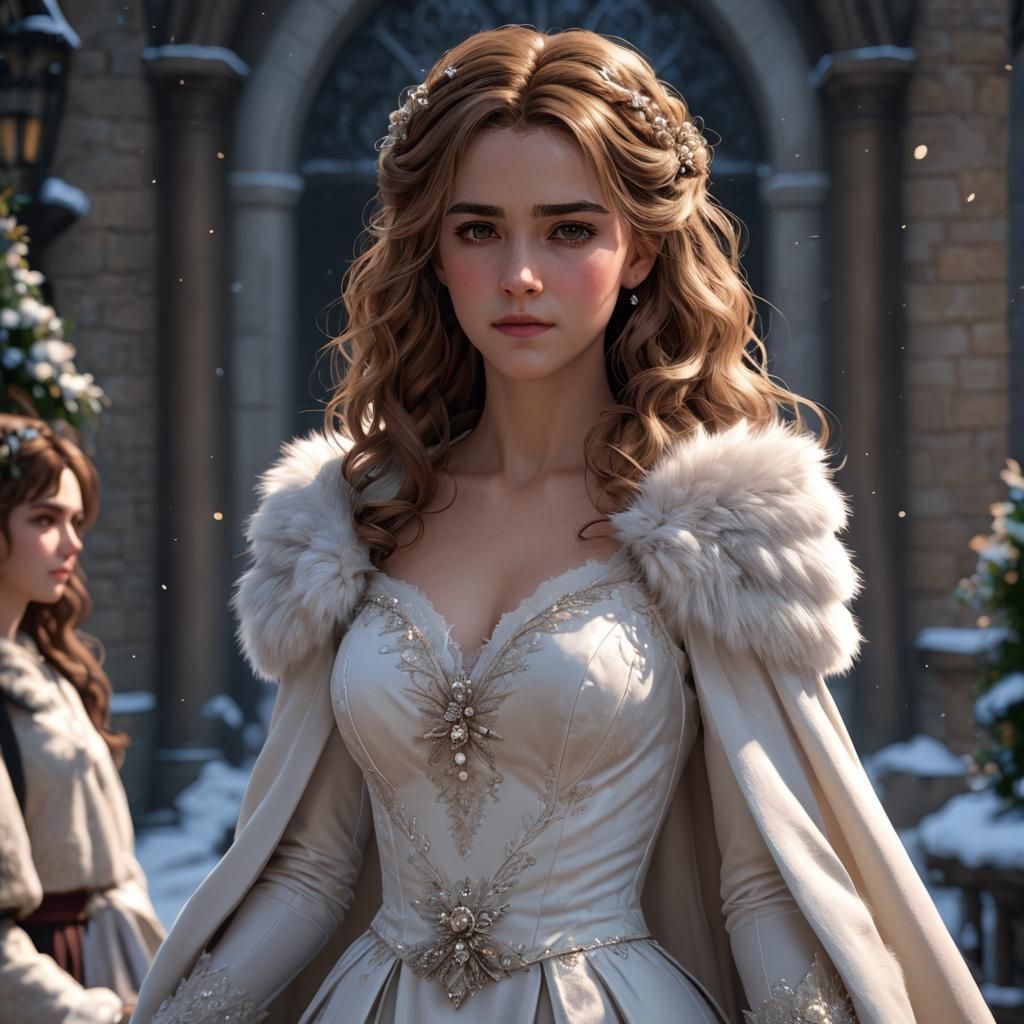Hermione Granger in Fur Wedding Gown, 3D Anime Art