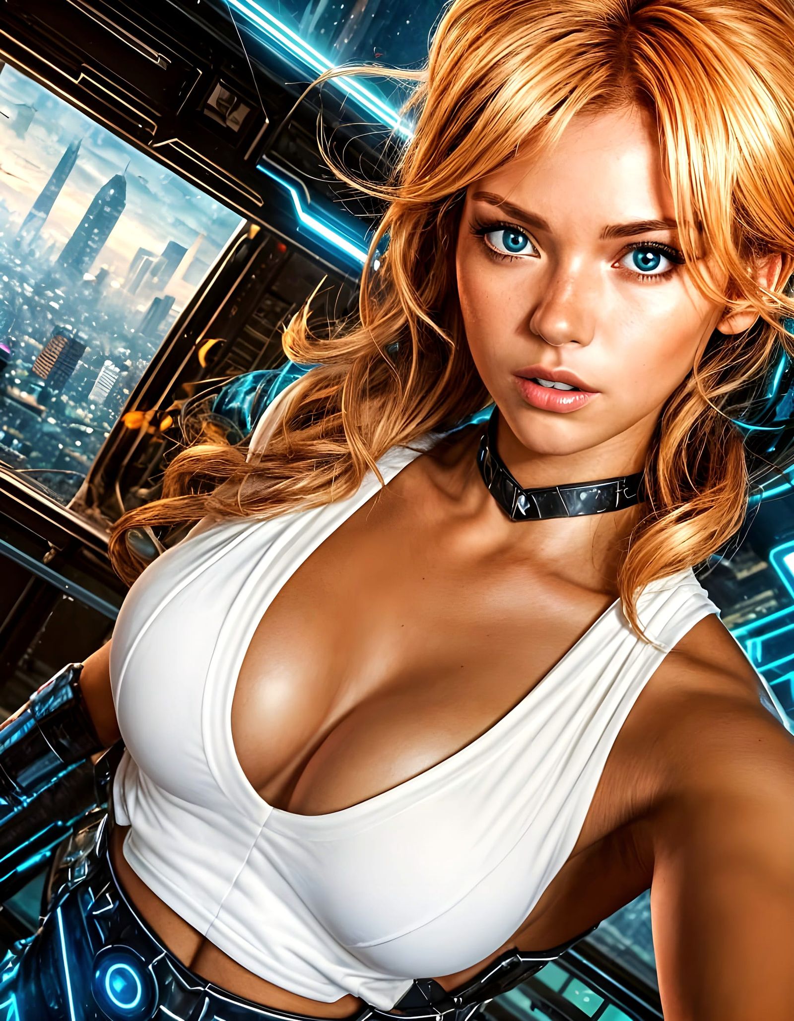 Dystopian Rebel with Elemental Powers in Anime Style