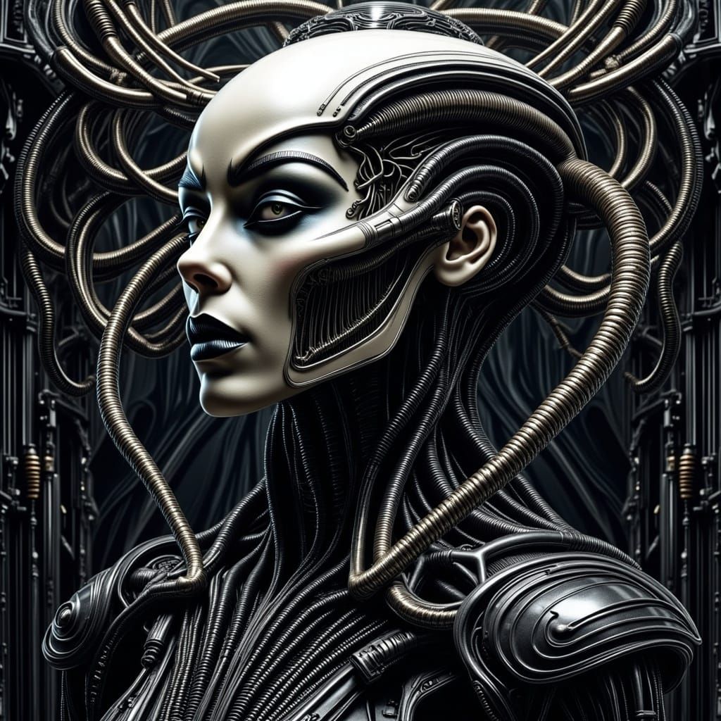 Biopunk Alien: Elegance Meets Edge in Giger Style