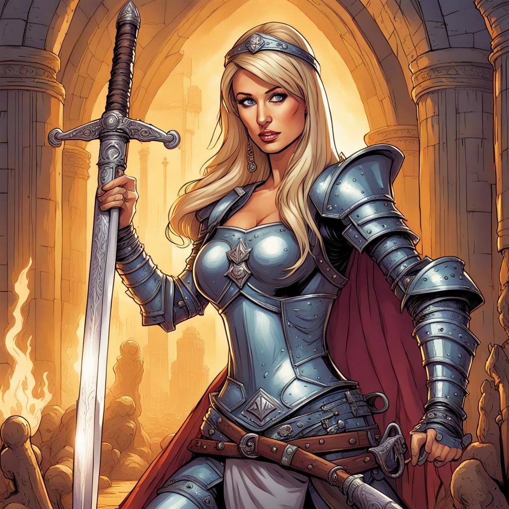 Fantasy Warrioress in D&D Comic Book Art