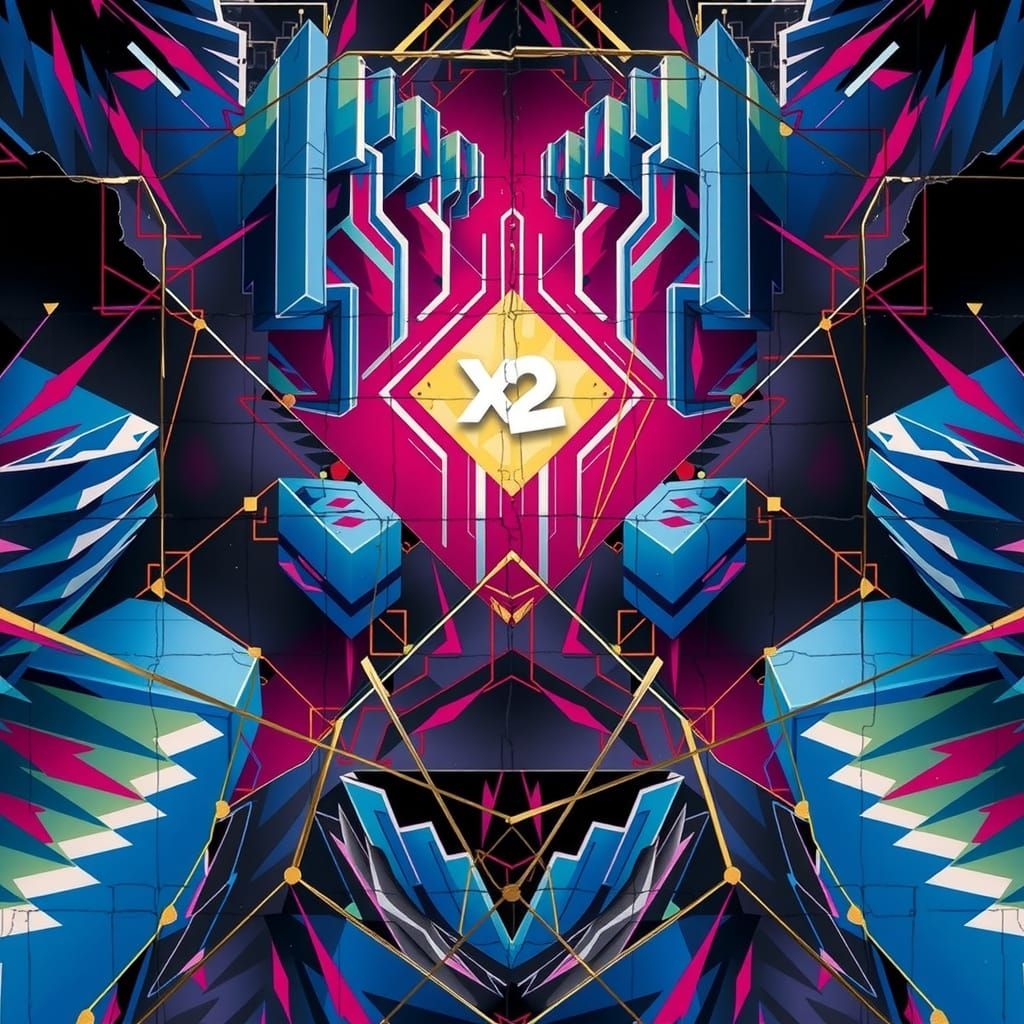 Vibrant Geometric Op Art Composition