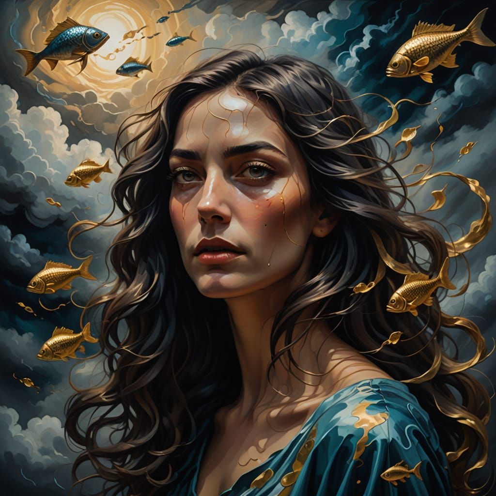 Ethereal Pisces Mindscapes in Vibrant, Expressionist Oil