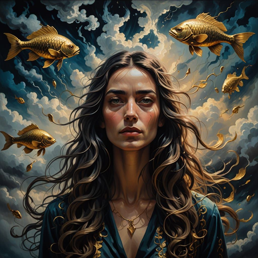 Surrealistic Portrait of an Empath's Mind in Vibrant Oil Pai...
