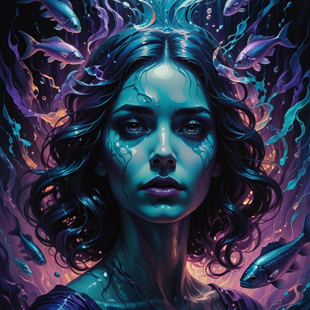 Dreamlike Female Pisces in a Sea of Ethereal Thoughts