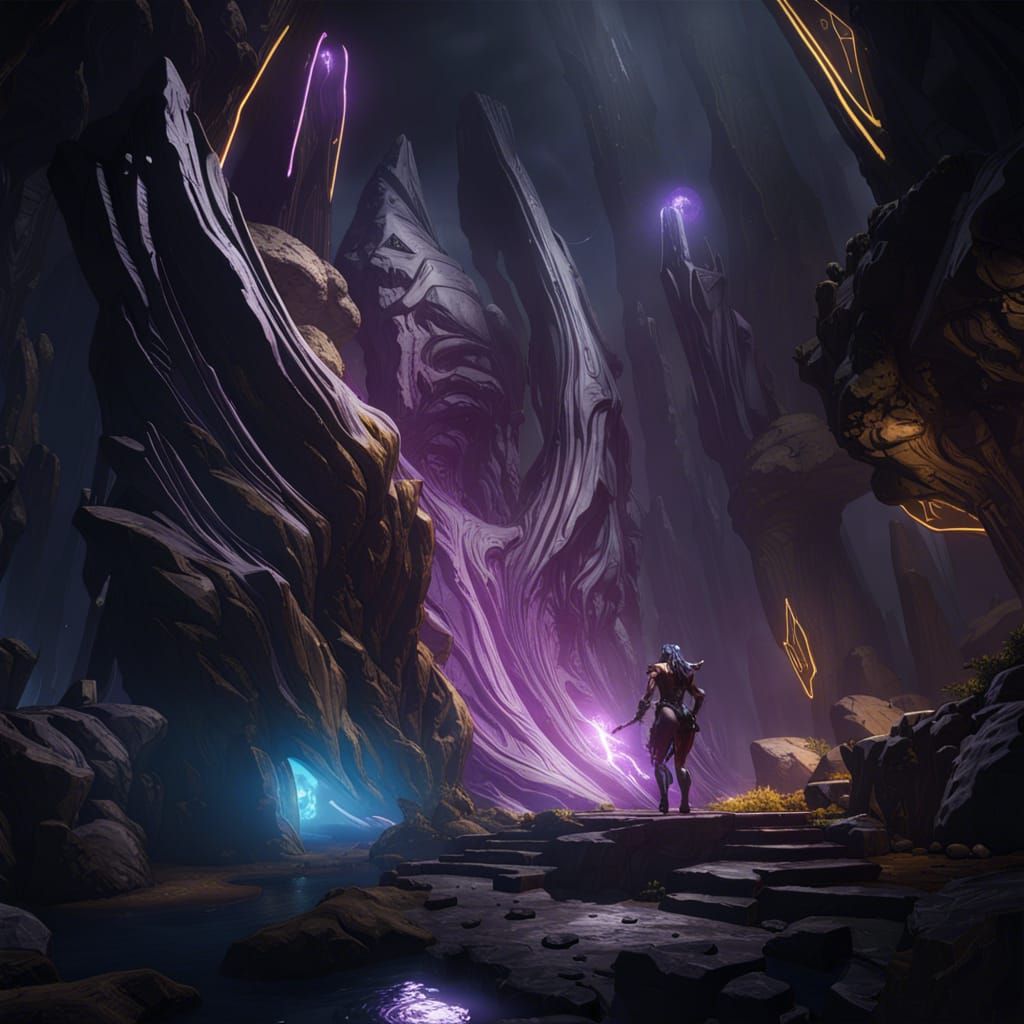 Black Atlas Karst Warframe in Dark Fantasy Style