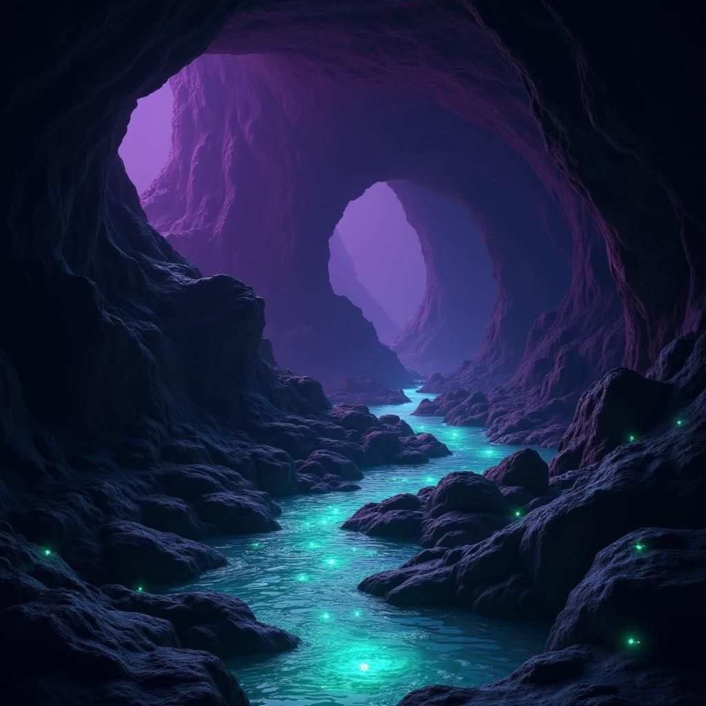 Cave of Twinkling Green Glow Bugs