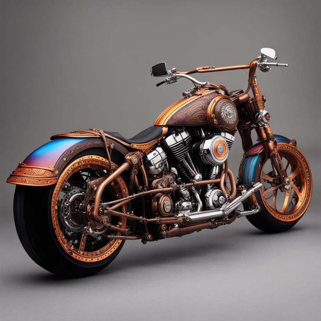 Custom Painted Motorbikes with Steampunk Engines