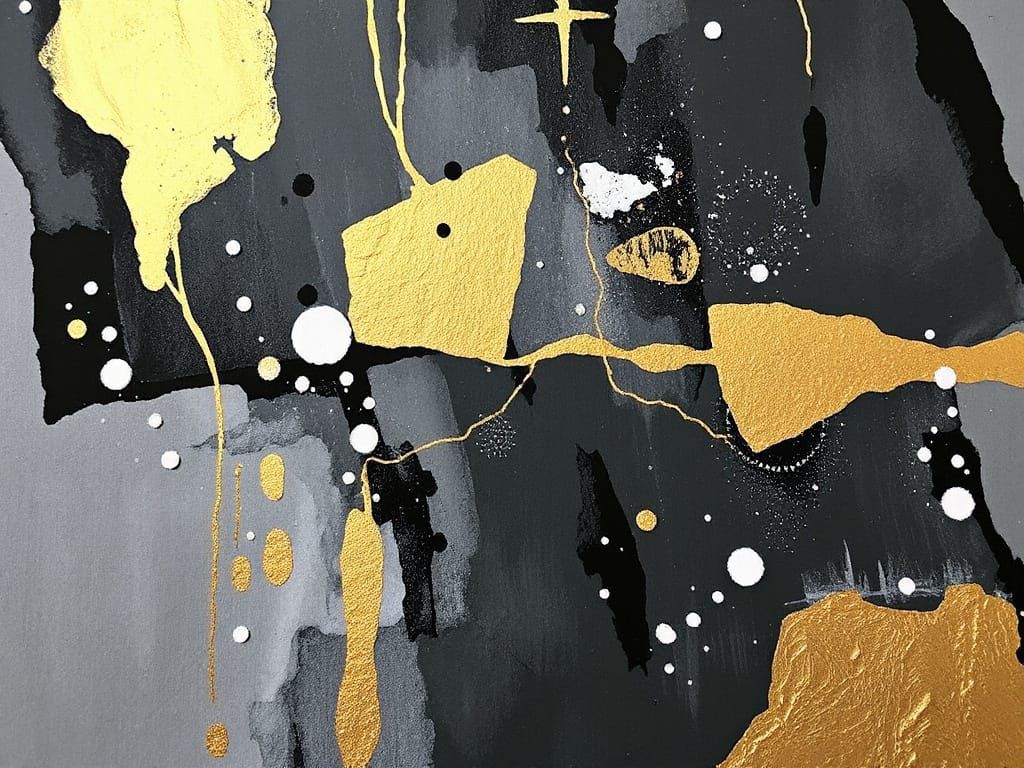 Abstract Expression of Gold and Coal in a Vibrant Palette