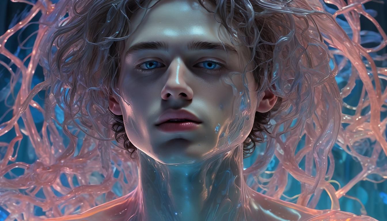 Young man dressed in jelly