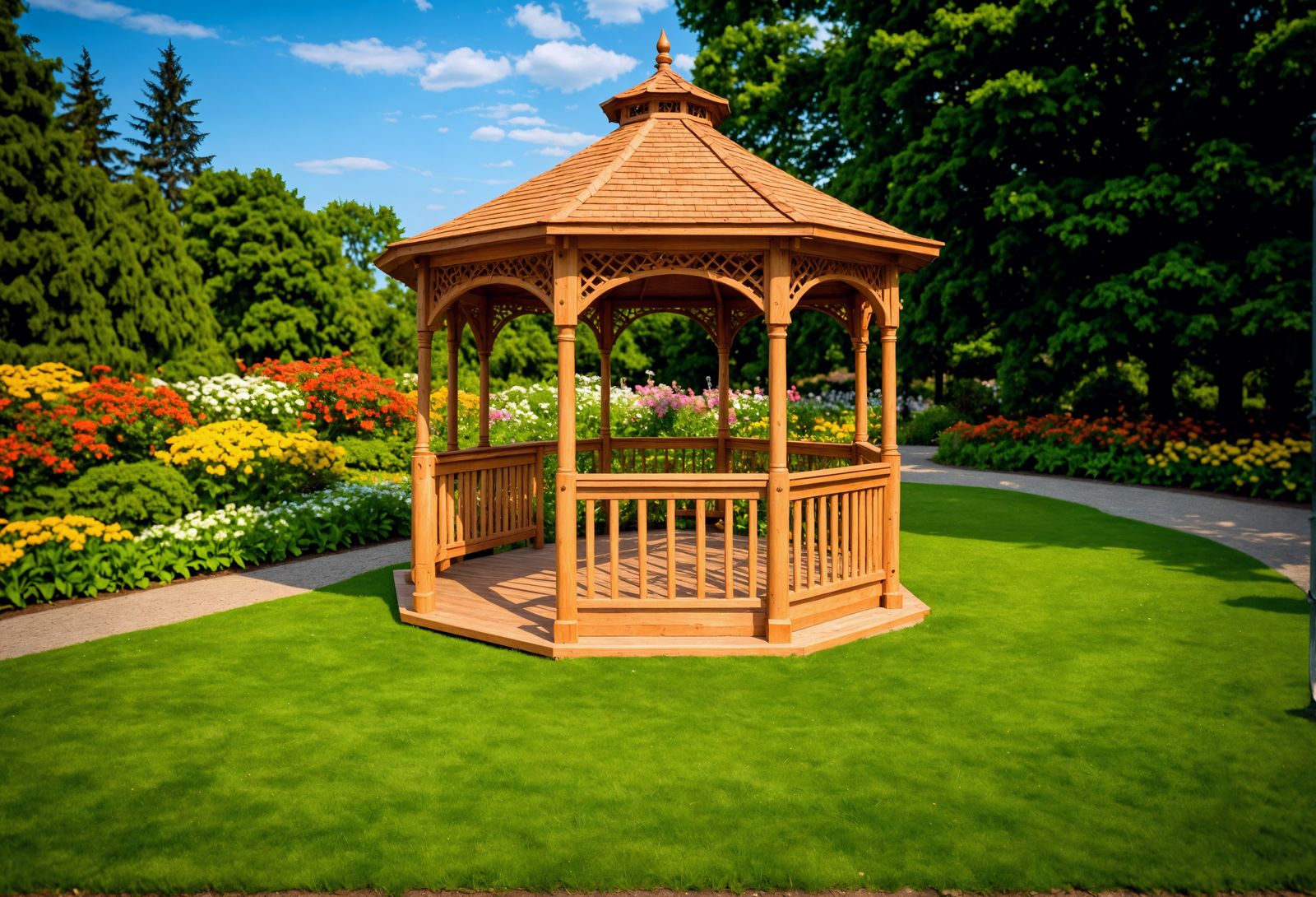 Hyperrealistic Gazebo in a Garden Park