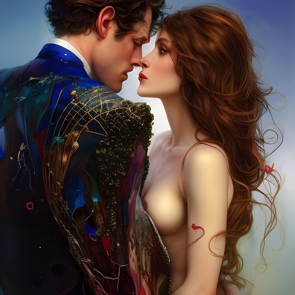 Passionate Embrace: A Hyperdetailed Fantasy Art Piece