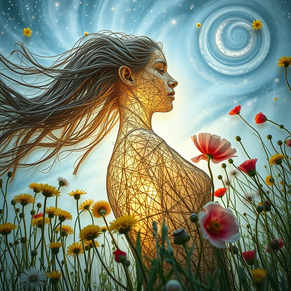 Ephemeral Land Art: Woman Kissing a Garden