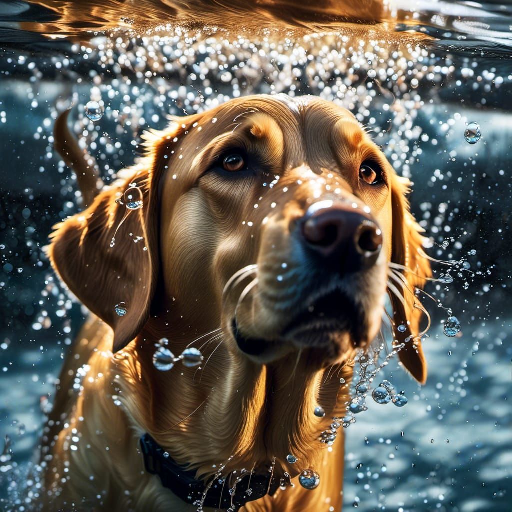 Golden Labrador Submerged: A Photorealistic Underwater Portr...
