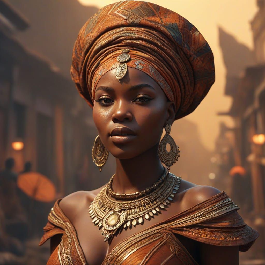 Elegant African Woman in Earth Tones