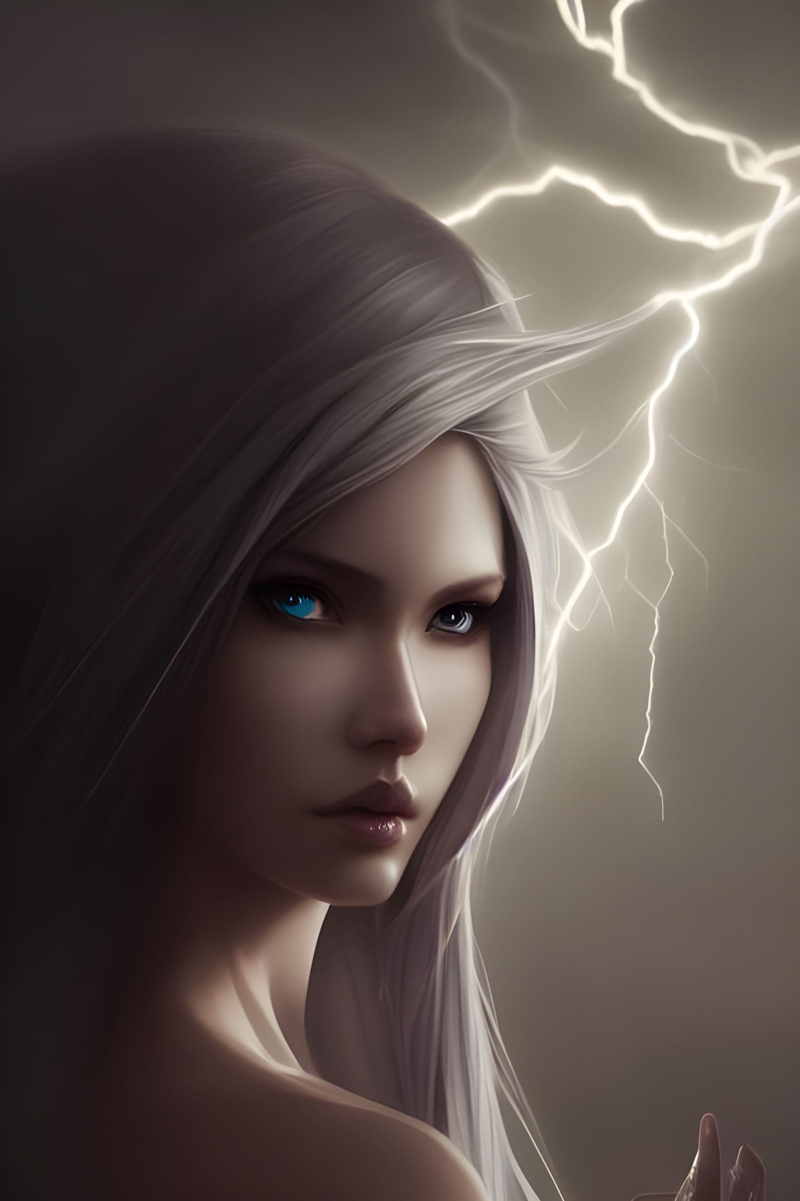 Lightning Elf Goddess in Hyper-Realistic Digital Art