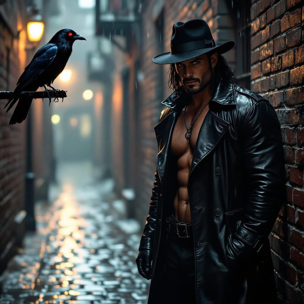 Rainy Alley Demon in Dramatic Dark Fantasy Style