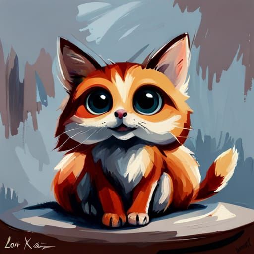 Adorable Sweet Character in Expressive Oil Painting