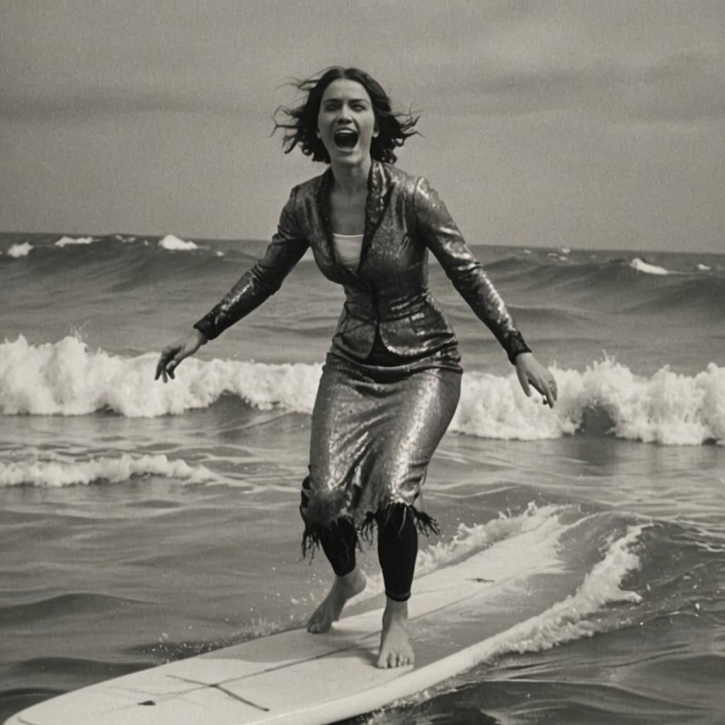 Ghostly Vaporwave Woman in Futuristic Cityscape