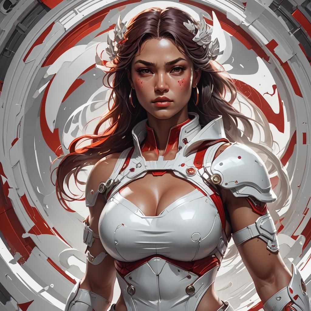 Confident Muscular Woman Portrait as Digital Art