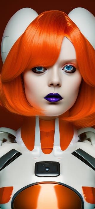 Retro Futuristic Android Model with Molten Wig