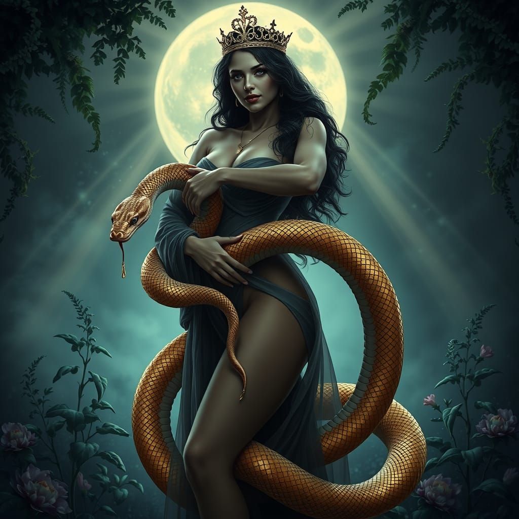 Dark Goddess Lilith Reigns in Ethereal Garden