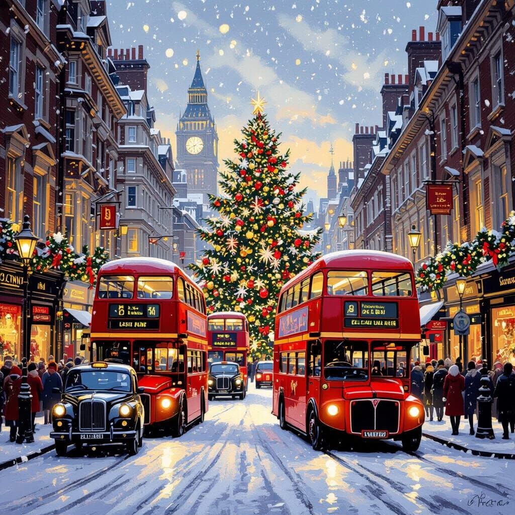 Hidden Christmas Tree in Bustling London Scene