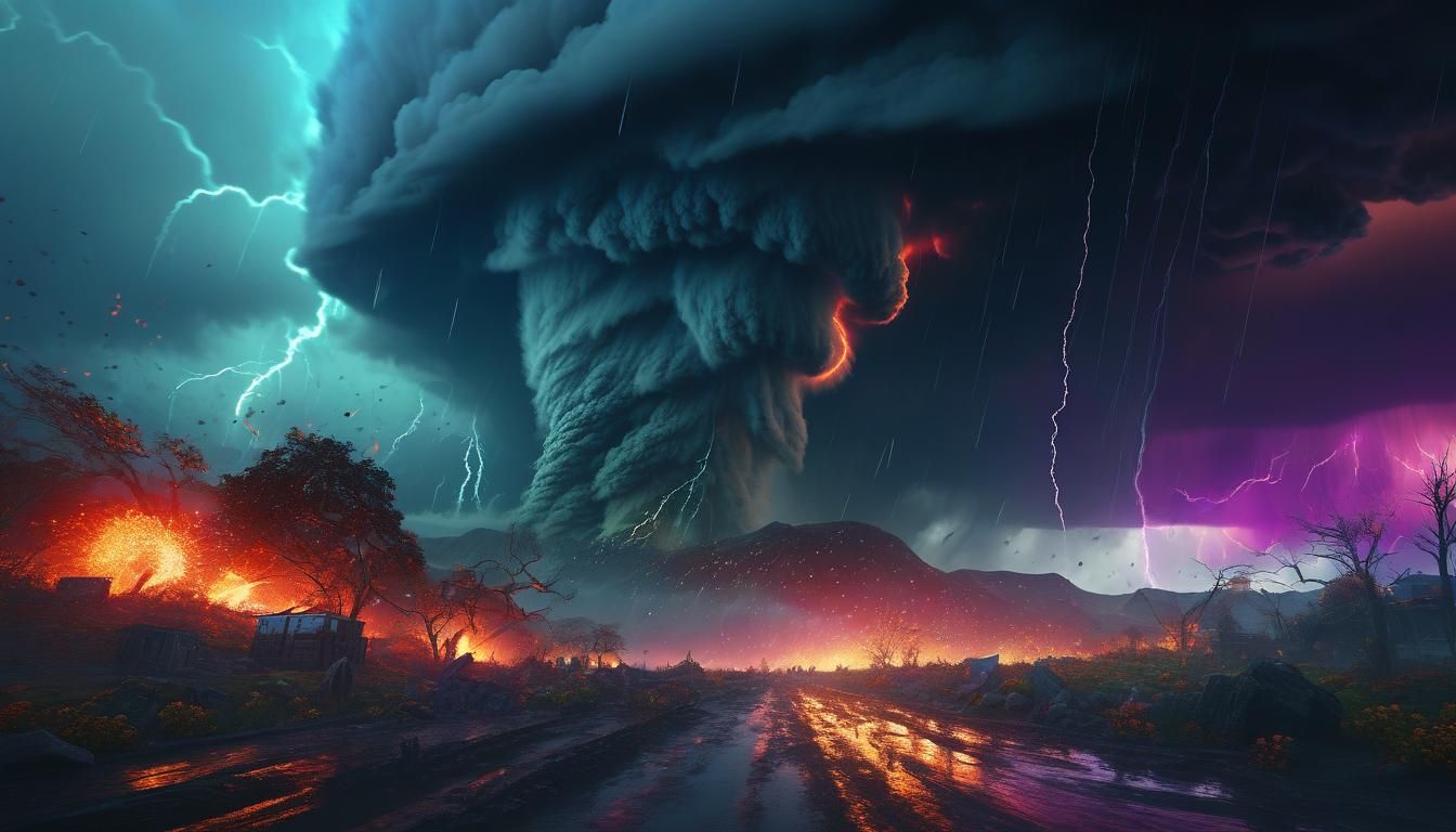 Ethereal Being Summons Colorful Tornado Storm