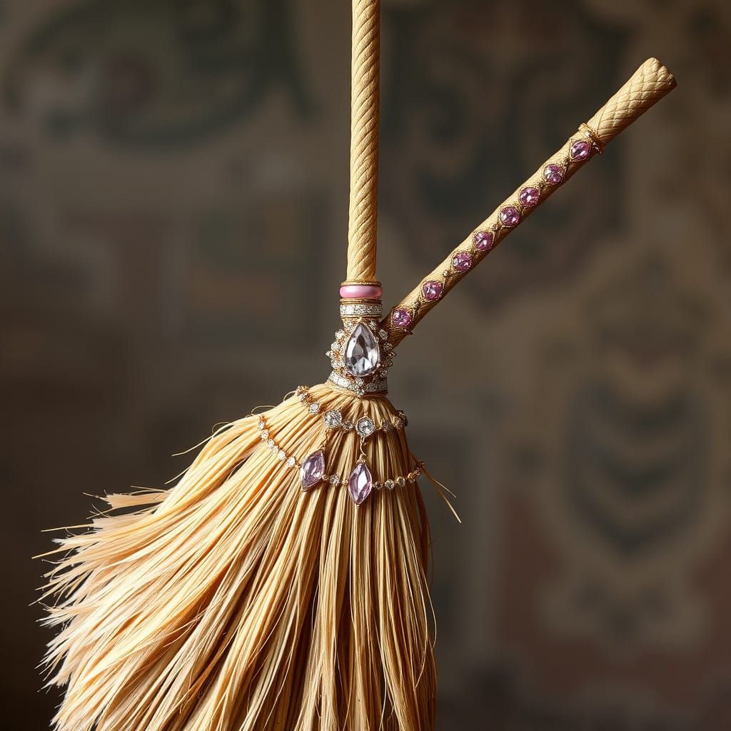 Pink Princess Witch's Diamond Broom