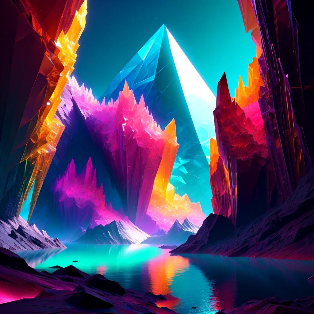 Luminous Crystalline Alien Landscape in Cyberpunk Style