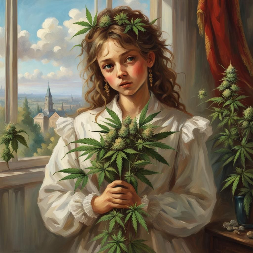 Cannabis Bouquet in Realistic Painting Style