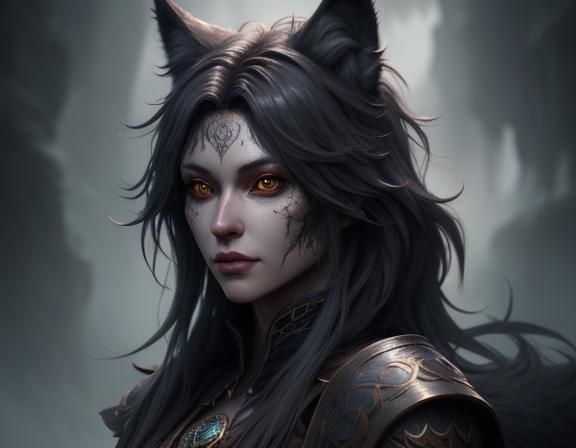 Goth Girl With Wolf Ears