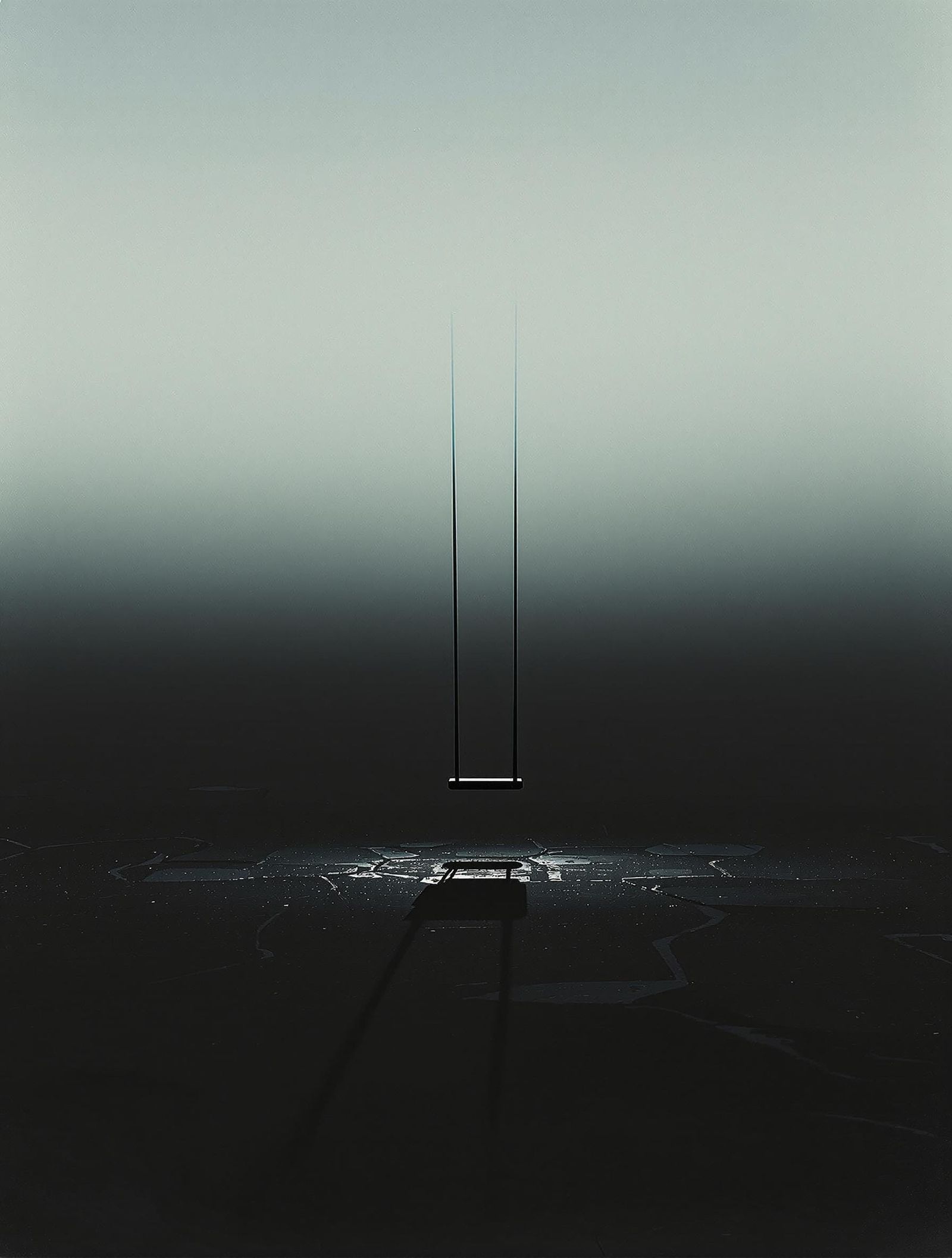 Barren Playground Swing at Dusk in Minimal Collotype Style