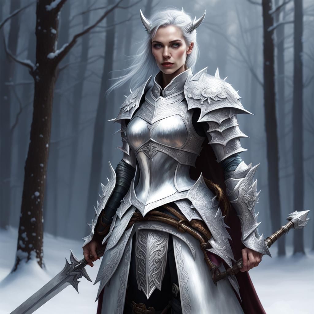 Frost Dragon Knight with Silver Sword