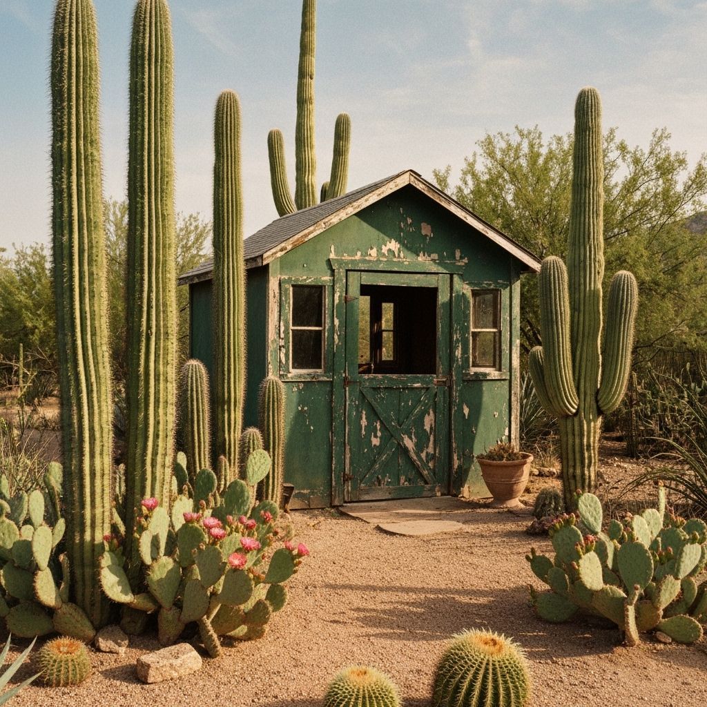 Cactus Garden with Red Cliffs: Wildlife Art Style