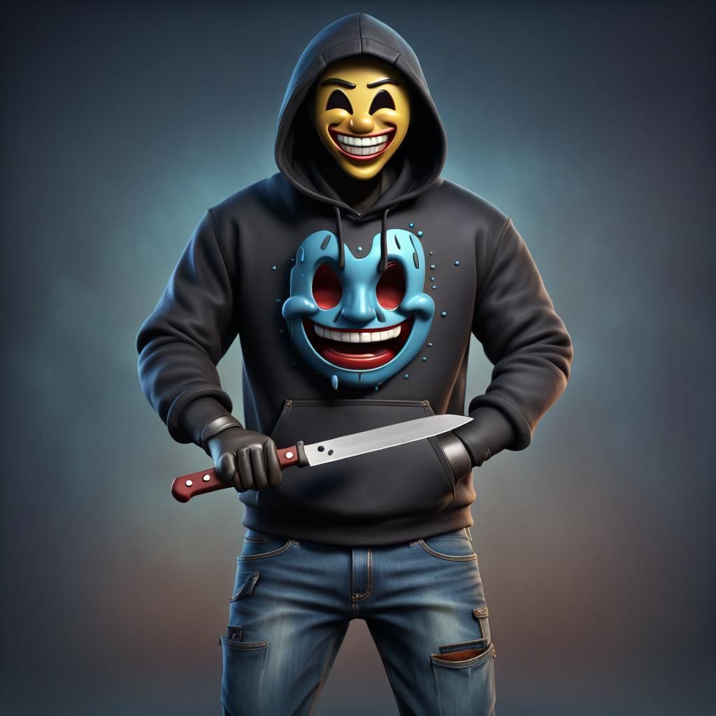 Emoji Mask Killer in Detailed Matte Painting