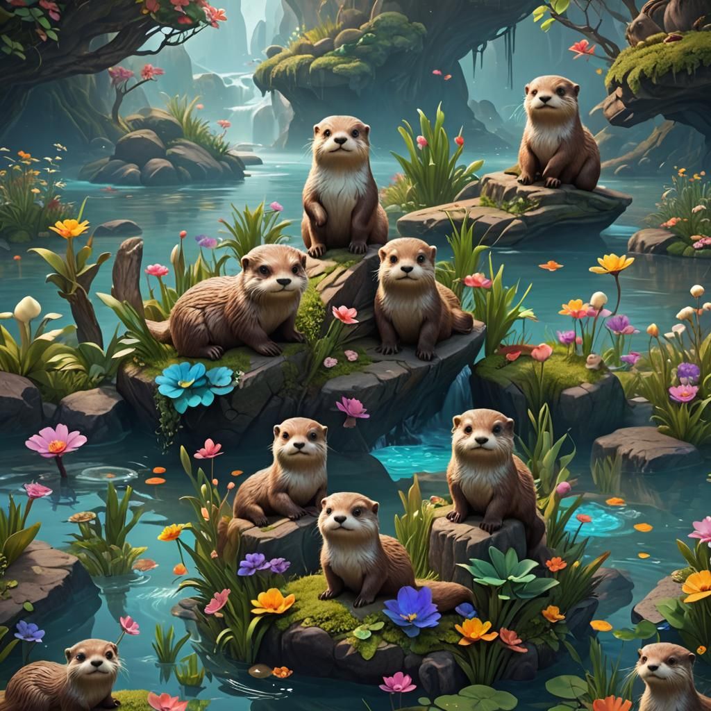 Dreamland Otters: Fantastical Concept Art in Deep Color