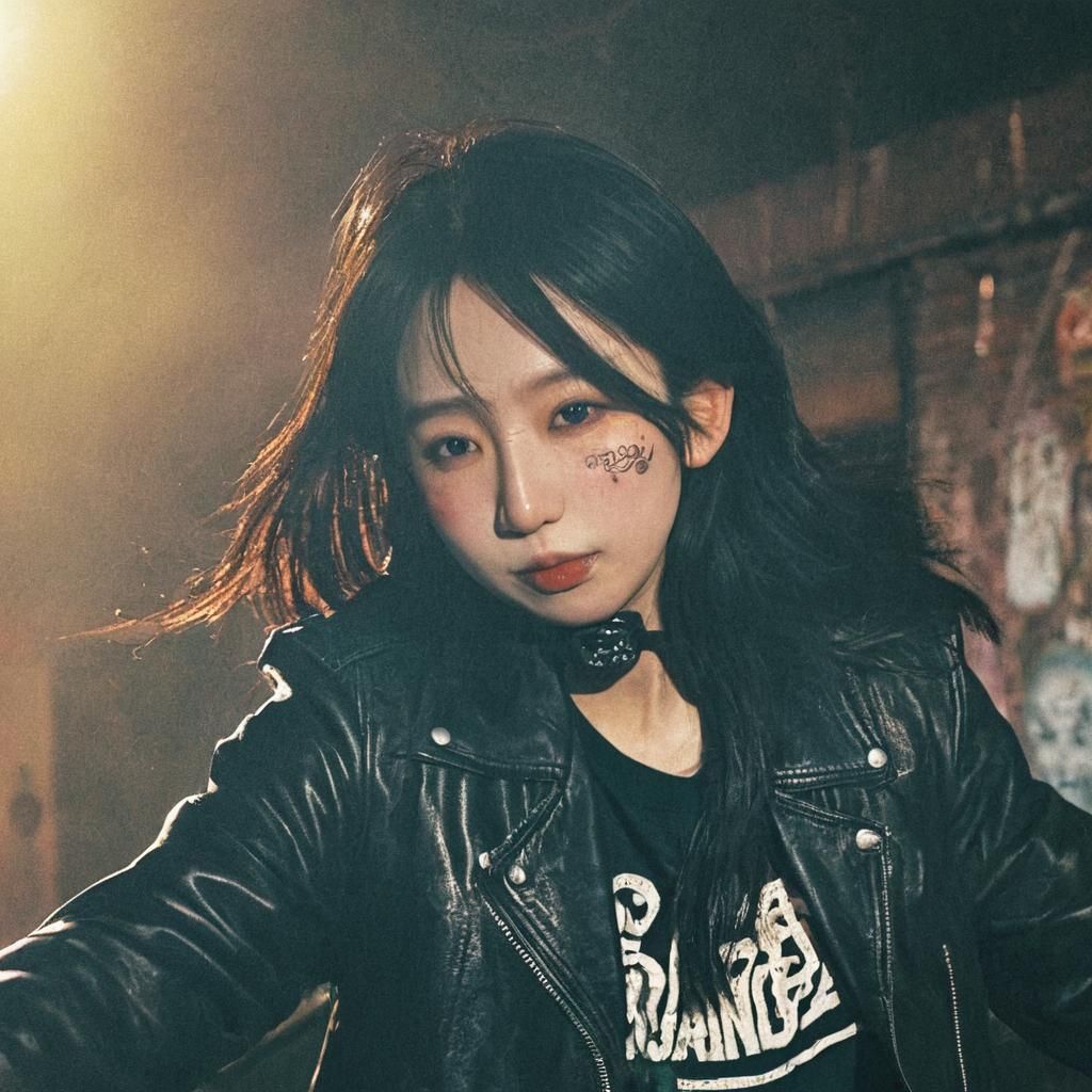 Biker Icon in High-Contrast Film Noir Style