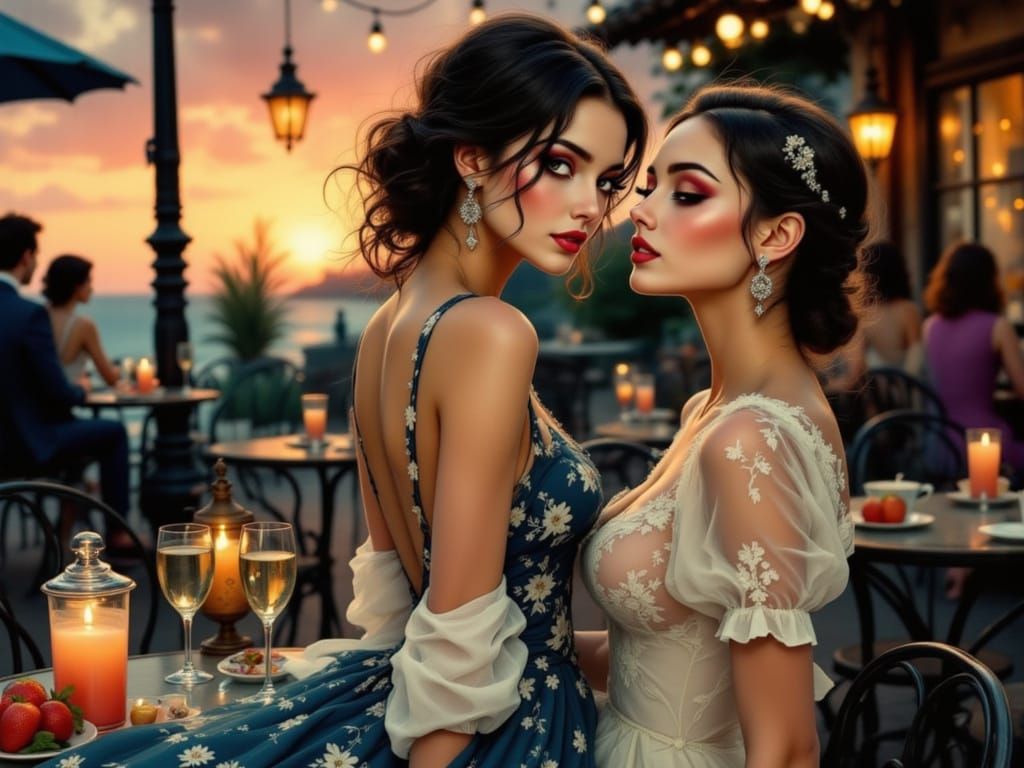 Surreal Pin-Up Dancer Embracing Moody Night