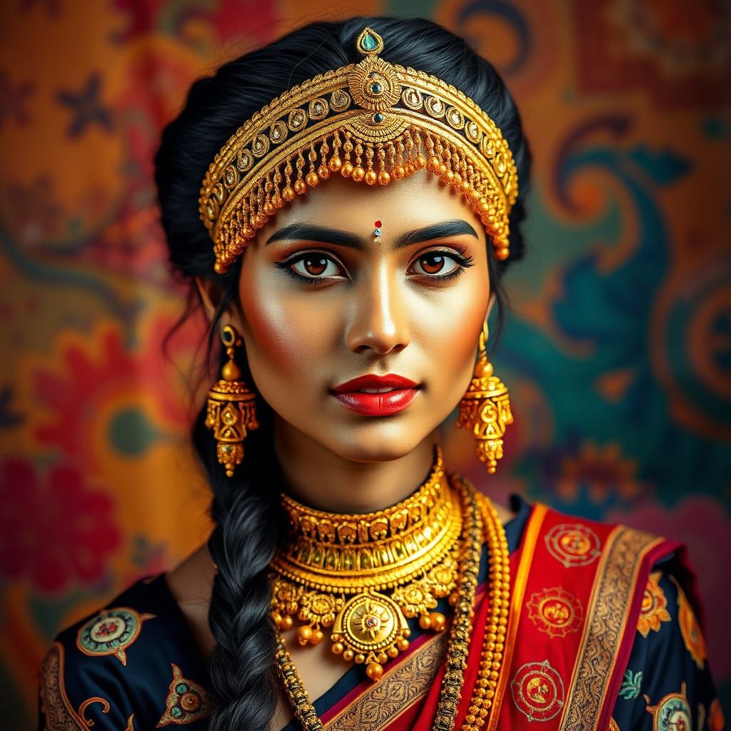 Nepali Princess in Elegant Gold Regalia
