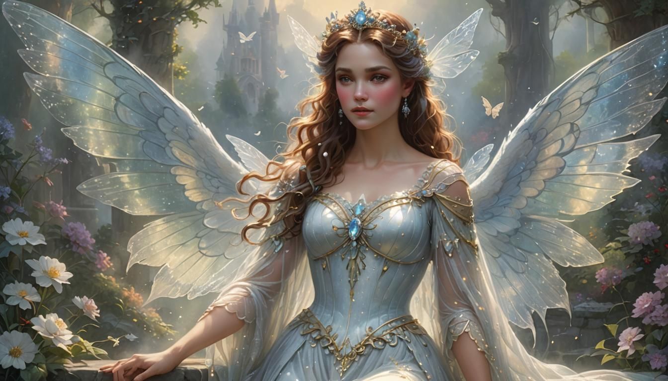 Regal Fae Queen in Ethereal Fantasy Style