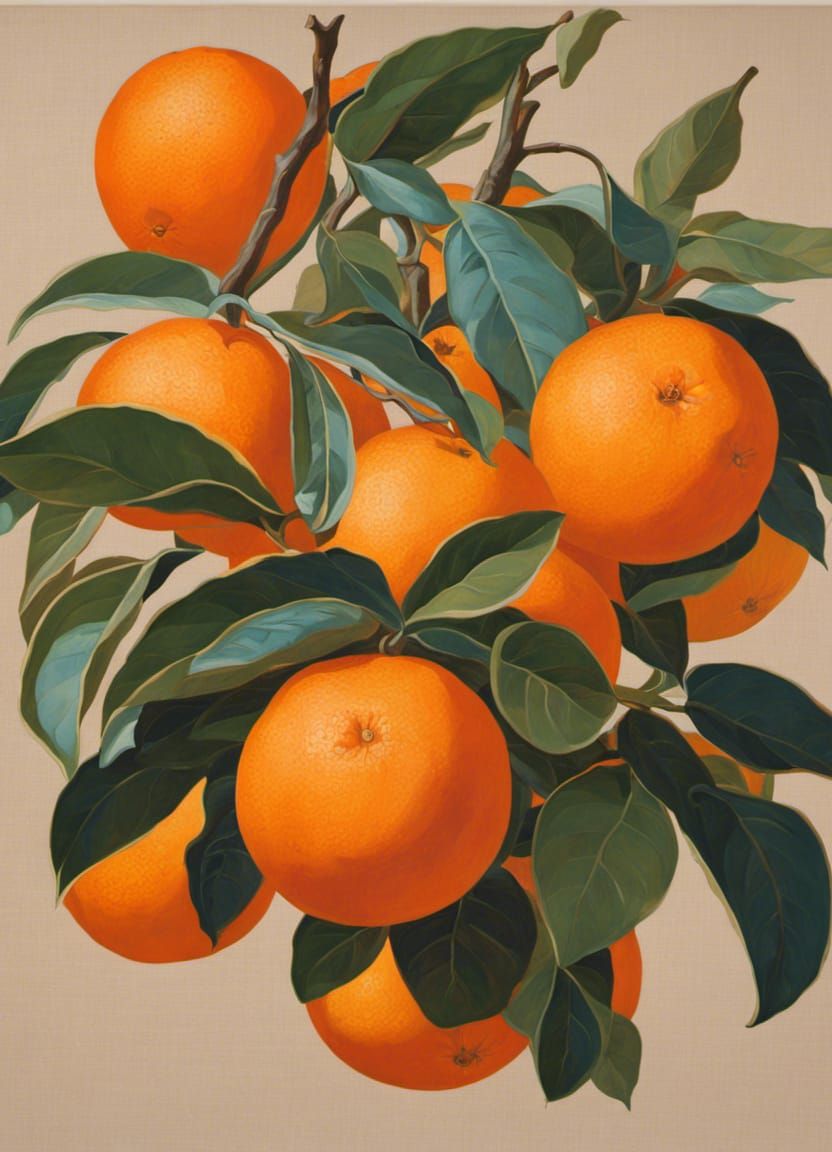 Oranges Painting with Two Suns