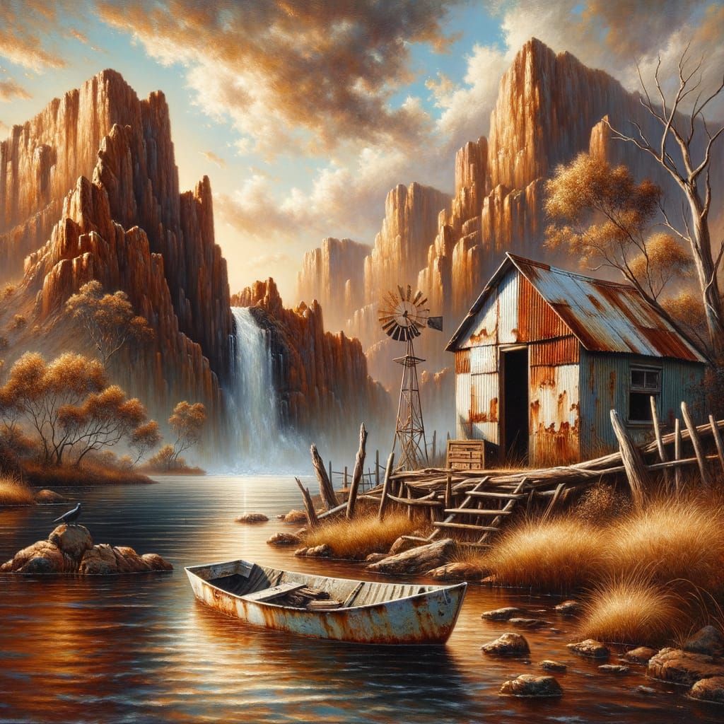 Surreal Australian Landscape Painting in Realistic Romantici...