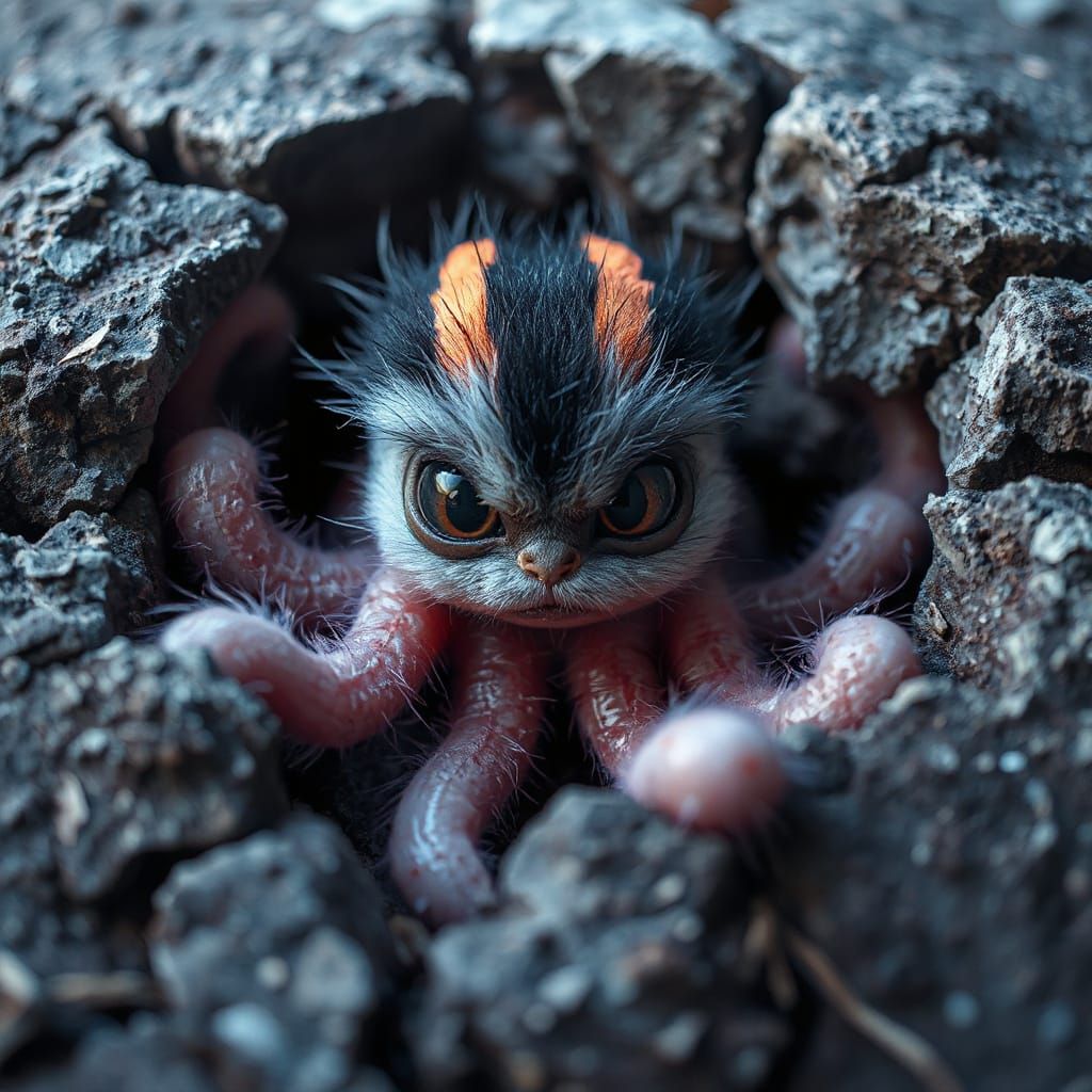 Creepy Cute Neon Creature with Tentacles